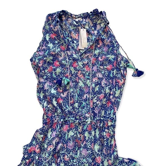 NWT Poupette St Barth Clara Ruffled Mini Dress in Blue Cary,  size L - Picture 7 of 12